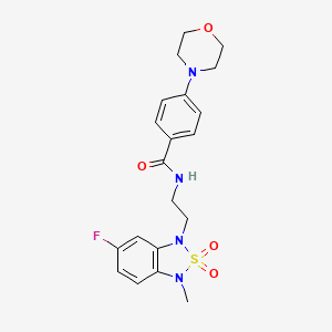 molecular formula C20H23FN4O4S B2814278 N-(2-(6-fluoro-3-methyl-2,2-dioxidobenzo[c][1,2,5]thiadiazol-1(3H)-yl)ethyl)-4-morpholinobenzamide CAS No. 2034543-59-2