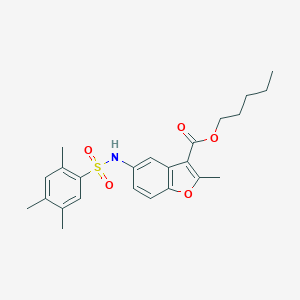 molecular formula C24H29NO5S B281428 Pentyl 2-methyl-5-{[(2,4,5-trimethylphenyl)sulfonyl]amino}-1-benzofuran-3-carboxylate 