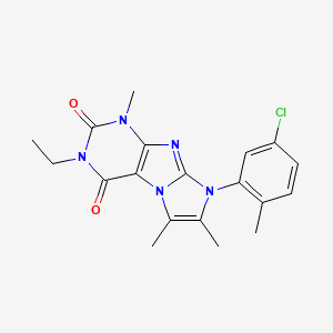 molecular formula C19H20ClN5O2 B2814285 8-(5-chloro-2-methylphenyl)-3-ethyl-1,6,7-trimethyl-1H-imidazo[2,1-f]purine-2,4(3H,8H)-dione CAS No. 887459-96-3