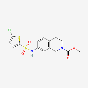 molecular formula C15H15ClN2O4S2 B2814290 methyl 7-(5-chlorothiophene-2-sulfonamido)-3,4-dihydroisoquinoline-2(1H)-carboxylate CAS No. 1448058-73-8
