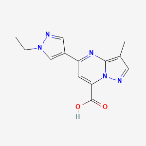 molecular formula C13H13N5O2 B2814291 5-(1-Ethyl-1H-pyrazol-4-yl)-3-methylpyrazolo[1,5-a]pyrimidine-7-carboxylic acid CAS No. 1443279-53-5