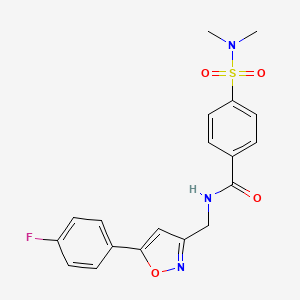 molecular formula C19H18FN3O4S B2814292 4-(N,N-二甲基磺酰氨基)-N-((5-(4-氟苯基)异噁唑-3-基)甲基)苯甲酰胺 CAS No. 953181-67-4