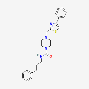 molecular formula C24H28N4OS B2814297 N-(3-phenylpropyl)-4-((4-phenylthiazol-2-yl)methyl)piperazine-1-carboxamide CAS No. 1172106-04-5