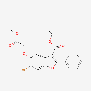 molecular formula C21H19BrO6 B2814300 Ethyl 6-bromo-5-(2-ethoxy-2-oxoethoxy)-2-phenyl-1-benzofuran-3-carboxylate CAS No. 315237-11-7