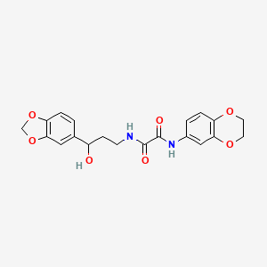 molecular formula C20H20N2O7 B2814306 N1-(3-(benzo[d][1,3]dioxol-5-yl)-3-hydroxypropyl)-N2-(2,3-dihydrobenzo[b][1,4]dioxin-6-yl)oxalamide CAS No. 1421452-02-9