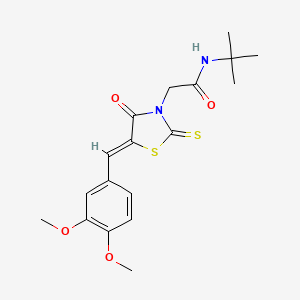 N-tert-butyl-2-[(5Z)-5-[(3,4-dimethoxyphenyl)methylidene]-4-oxo-2-sulfanylidene-1,3-thiazolidin-3-yl]acetamide