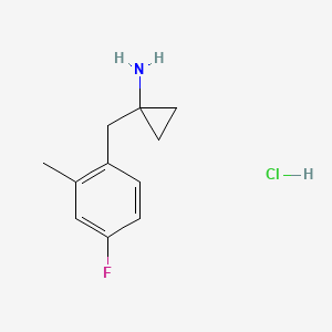 molecular formula C11H15ClFN B2814314 1-[(4-Fluoro-2-methylphenyl)methyl]cyclopropan-1-amine hydrochloride CAS No. 2228472-82-8