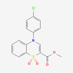 molecular formula C16H12ClNO4S B2814317 methyl 4-(4-chlorophenyl)-4H-1,4-benzothiazine-2-carboxylate 1,1-dioxide CAS No. 1291861-71-6