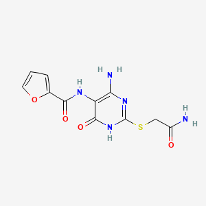 molecular formula C11H11N5O4S B2814320 N-(4-amino-2-((2-amino-2-oxoethyl)thio)-6-oxo-1,6-dihydropyrimidin-5-yl)furan-2-carboxamide CAS No. 868225-93-8