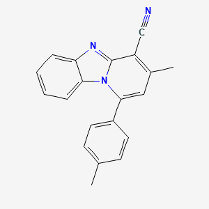 molecular formula C20H15N3 B2814322 3-Methyl-1-(4-methylphenyl)pyrido[1,2-a]benzimidazole-4-carbonitrile CAS No. 743456-88-4