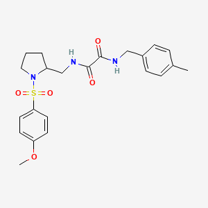 molecular formula C22H27N3O5S B2814335 N1-((1-((4-甲氧基苯基)磺酰)吡咯啉-2-基)甲基)-N2-(4-甲基苯基)草酰胺 CAS No. 896286-22-9