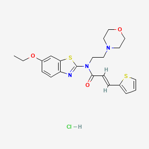 molecular formula C22H26ClN3O3S2 B2814339 (E)-N-(6-乙氧基苯并[d]噻唑-2-基)-N-(2-吗啉基乙基)-3-(噻吩-2-基)丙烯酰胺盐酸盐 CAS No. 1217251-20-1