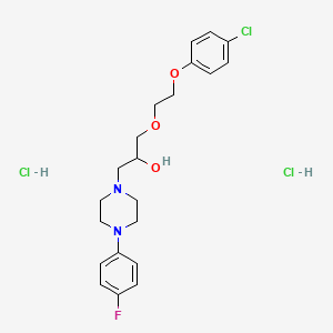 molecular formula C21H28Cl3FN2O3 B2814348 1-(2-(4-Chlorophenoxy)ethoxy)-3-(4-(4-fluorophenyl)piperazin-1-yl)propan-2-ol dihydrochloride CAS No. 1327521-01-6