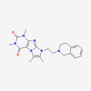 molecular formula C22H26N6O2 B2814349 6-[2-(3,4-Dihydro-1H-isoquinolin-2-yl)ethyl]-2,4,7,8-tetramethylpurino[7,8-a]imidazole-1,3-dione CAS No. 919019-52-6