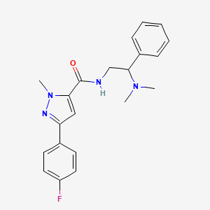 molecular formula C21H23FN4O B2814357 N-(2-(dimethylamino)-2-phenylethyl)-3-(4-fluorophenyl)-1-methyl-1H-pyrazole-5-carboxamide CAS No. 1396626-00-8