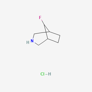 molecular formula C7H13ClFN B2814360 8-Fluoro-3-azabicyclo[3.2.1]octane hydrochloride CAS No. 1341039-59-5; 1523618-19-0
