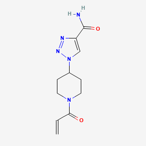 molecular formula C11H15N5O2 B2814368 1-(1-Prop-2-enoylpiperidin-4-yl)triazole-4-carboxamide CAS No. 2305529-91-1