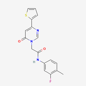 molecular formula C17H14FN3O2S B2814369 N-(3-氟-4-甲基苯基)-2-(6-氧代-4-(噻吩-2-基)嘧啶-1(6H)-基)乙酰胺 CAS No. 1251563-05-9