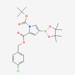 molecular formula C23H29BClNO6 B2814372 N-BOC-2-(4-chlorobenzyloxycarbonyl)pyrrole-4-boronic acid pinacol ester CAS No. 2377606-67-0