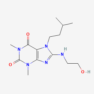 molecular formula C14H23N5O3 B2814383 8-[(2-hydroxyethyl)amino]-1,3-dimethyl-7-(3-methylbutyl)-2,3,6,7-tetrahydro-1H-purine-2,6-dione CAS No. 376384-58-6