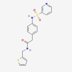 molecular formula C18H17N3O3S2 B2814387 2-(4-(pyridine-3-sulfonamido)phenyl)-N-(thiophen-2-ylmethyl)acetamide CAS No. 1207056-22-1