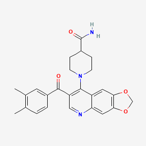 1-[7-(3,4-Dimethylbenzoyl)[1,3]dioxolo[4,5-g]quinolin-8-yl]piperidine-4-carboxamide
