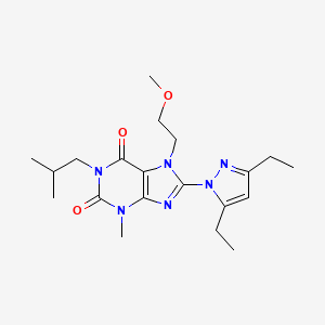 molecular formula C20H30N6O3 B2814392 8-(3,5-diethyl-1H-pyrazol-1-yl)-1-isobutyl-7-(2-methoxyethyl)-3-methyl-1H-purine-2,6(3H,7H)-dione CAS No. 1014074-89-5