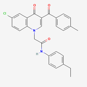 molecular formula C27H23ClN2O3 B2814395 2-(6-chloro-3-(4-methylbenzoyl)-4-oxoquinolin-1(4H)-yl)-N-(4-ethylphenyl)acetamide CAS No. 895639-48-2