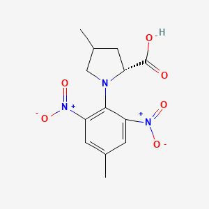 molecular formula C13H15N3O6 B2814396 (2R)-4-甲基-1-(4-甲基-2,6-二硝基苯基)四氢-1H-吡咯-2-羧酸 CAS No. 956943-44-5