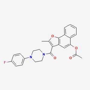 molecular formula C26H23FN2O4 B2814399 3-(4-(4-氟苯基)哌嗪-1-甲酰)-2-甲基萘并[1,2-b]呋喃-5-基乙酸酯 CAS No. 690641-11-3