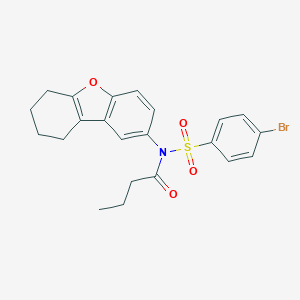 molecular formula C22H22BrNO4S B281440 4-bromo-N-butyryl-N-(6,7,8,9-tetrahydrodibenzo[b,d]furan-2-yl)benzenesulfonamide 