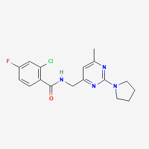 2-chloro-4-fluoro-N-((6-methyl-2-(pyrrolidin-1-yl)pyrimidin-4-yl)methyl)benzamide