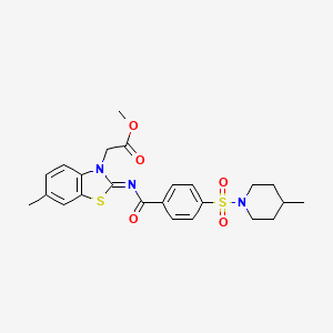 Methyl 2-[6-methyl-2-[4-(4-methylpiperidin-1-yl)sulfonylbenzoyl]imino-1,3-benzothiazol-3-yl]acetate