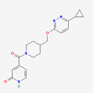 molecular formula C19H22N4O3 B2814440 4-[4-[(6-Cyclopropylpyridazin-3-yl)oxymethyl]piperidine-1-carbonyl]-1H-pyridin-2-one CAS No. 2379994-67-7