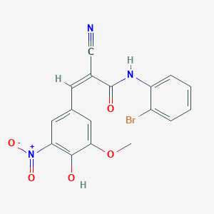 molecular formula C17H12BrN3O5 B2814443 (Z)-N-(2-溴苯基)-2-氰-3-(4-羟基-3-甲氧基-5-硝基苯基)丙-2-烯酰胺 CAS No. 1223867-80-8