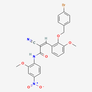 molecular formula C25H20BrN3O6 B2814445 (Z)-3-[2-[(4-Bromophenyl)methoxy]-3-methoxyphenyl]-2-cyano-N-(2-methoxy-4-nitrophenyl)prop-2-enamide CAS No. 522656-78-6