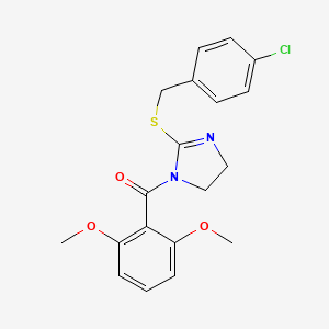 (2-((4-chlorobenzyl)thio)-4,5-dihydro-1H-imidazol-1-yl)(2,6-dimethoxyphenyl)methanone