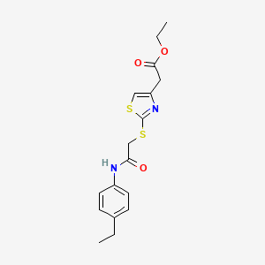 molecular formula C17H20N2O3S2 B2814451 乙酸 2-(2-((2-((4-乙基苯基)氨基)-2-氧代乙基)硫)噻唑-4-基)乙酸酯 CAS No. 1172547-32-8
