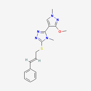 molecular formula C17H19N5OS B2814455 3-(cinnamylthio)-5-(3-methoxy-1-methyl-1H-pyrazol-4-yl)-4-methyl-4H-1,2,4-triazole CAS No. 1013774-62-3