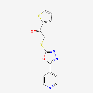 molecular formula C13H9N3O2S2 B2814461 2-((5-(Pyridin-4-yl)-1,3,4-oxadiazol-2-yl)thio)-1-(thiophen-2-yl)ethanone CAS No. 892426-99-2