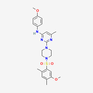 molecular formula C25H31N5O4S B2814462 2-(4-((5-甲氧基-2,4-二甲基苯基)磺酰)哌嗪-1-基)-N-(4-甲氧基苯基)-6-甲基嘧啶-4-胺 CAS No. 923195-07-7