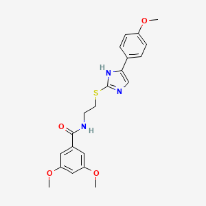 molecular formula C21H23N3O4S B2814473 3,5-dimethoxy-N-(2-((5-(4-methoxyphenyl)-1H-imidazol-2-yl)thio)ethyl)benzamide CAS No. 897454-78-3