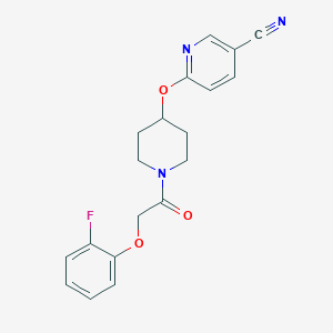 molecular formula C19H18FN3O3 B2814475 6-((1-(2-(2-氟苯氧)乙酰)哌啶-4-基)氧基)烟酰腈 CAS No. 1426314-63-7