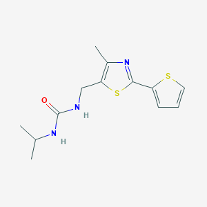 molecular formula C13H17N3OS2 B2814479 1-{[4-methyl-2-(thiophen-2-yl)-1,3-thiazol-5-yl]methyl}-3-(propan-2-yl)urea CAS No. 1396767-78-4