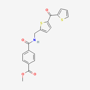 molecular formula C19H15NO4S2 B2814484 甲基-4-(((5-(噻吩-2-甲酰)噻吩-2-基)甲基)氨基甲酰)苯甲酸酯 CAS No. 1421513-48-5