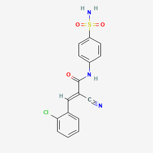 molecular formula C16H12ClN3O3S B2814486 (2E)-3-(2-chlorophenyl)-2-cyano-N-(4-sulfamoylphenyl)prop-2-enamide CAS No. 667413-56-1