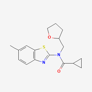 N-(6-methyl-1,3-benzothiazol-2-yl)-N-[(oxolan-2-yl)methyl]cyclopropanecarboxamide