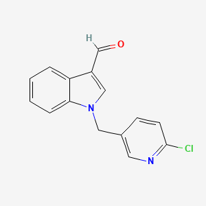 molecular formula C15H11ClN2O B2814496 1-[(6-Chloro-3-pyridinyl)methyl]-1H-indole-3-carbaldehyde CAS No. 886361-80-4