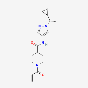 molecular formula C17H24N4O2 B2814503 N-[1-(1-Cyclopropylethyl)pyrazol-4-yl]-1-prop-2-enoylpiperidine-4-carboxamide CAS No. 2361801-23-0
