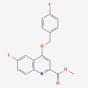 molecular formula C18H13F2NO3 B2814504 Methyl 6-fluoro-4-((4-fluorobenzyl)oxy)quinoline-2-carboxylate CAS No. 1185004-26-5